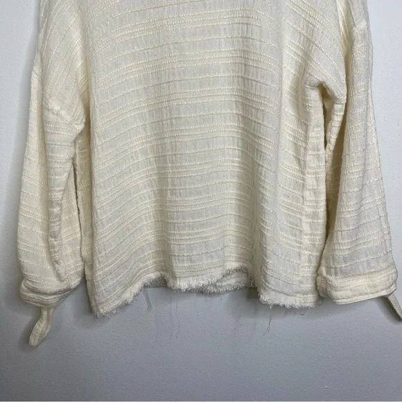 McGuire Linen Cotton Blend Split Long Sleeve Tie Top Blouse S Textured Luxury - Picture 14 of 16